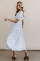 Kelsie Floral Midi Dress in Blue