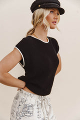 Harmony Contrast Sweater in Black