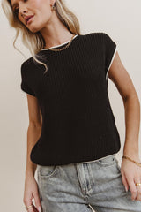 Harmony Contrast Sweater in Black