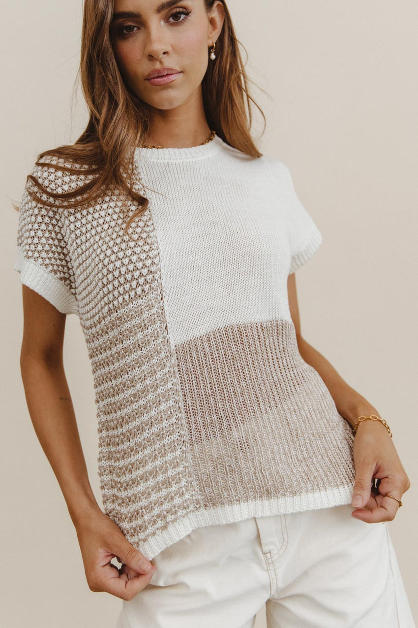 Bennie Colorblock Sweater in Taupe