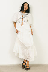 Elvie Peplum Tie Blouse in White