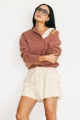 Meli Button Front Knit Sweater in Mauve