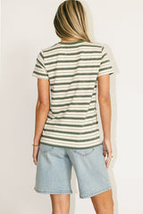Kelly Striped Tee in Jade