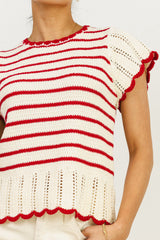 Georgie Striped Sweater in Red