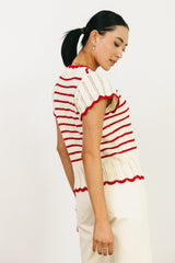 Georgie Striped Sweater in Red