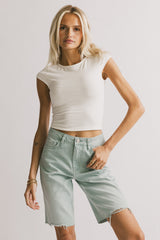Marlene Denim Shorts in Seafoam