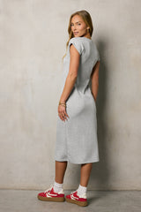 Lauren Tee Shirt Midi Dress in Heather Grey