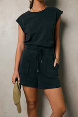 Remi Cutoff Romper in Black