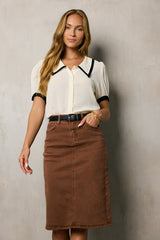 Allison Contrast Button Up