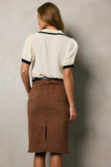 Jordan Denim Skirt in Brown