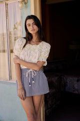 Sloane Striped Skort in Navy