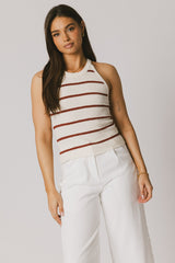Kamari Striped Tank Top in Marsala