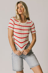 Meggie Striped Sweater in Red