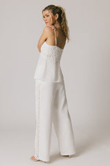 Karie Crochet Pants in White