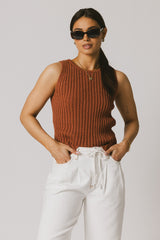 Riley Ribbed Top in Clay
