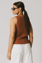 Riley Ribbed Top in Clay