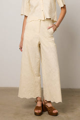 Perrie Floral Wide Leg Pants in Cream