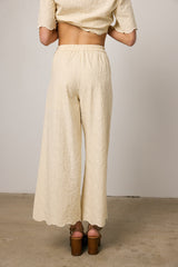Perrie Floral Wide Leg Pants in Cream