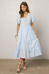 Jozette Floral Midi Dress in Blue