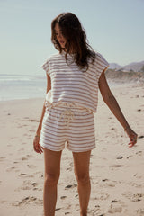 Jessie Striped Shorts in Taupe