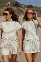 Jessie Striped Shorts in Taupe