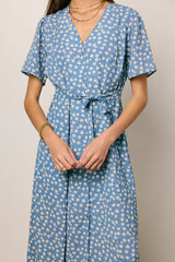 Malik Floral Midi Dress in Blue
