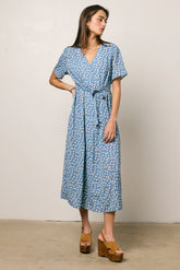Malik Floral Midi Dress in Blue
