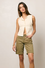 Griffin Knit Tank Top in Cream