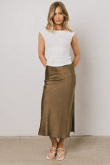 Ellie Floral Maxi Skirt in Olive