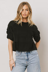 Wyatt Tiered Sleeve Top in Black