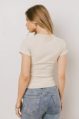 Kammie Ribbed Basic Tee in Beige