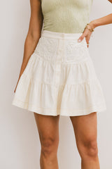 Skyler Tiered Mini Skirt in Cream