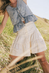 Skyler Tiered Mini Skirt in Cream