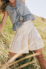 Skyler Tiered Mini Skirt in Cream