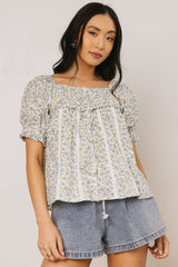 Tiffany Floral Blouse in Blue