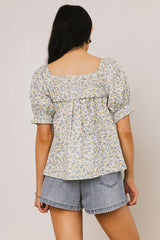 Tiffany Floral Blouse in Blue
