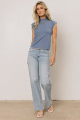 Sunny Mock Neck Top in Blue