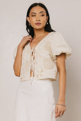 Sylas Embroidered Blouse in Ivory