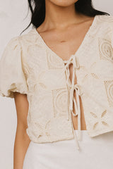 Sylas Embroidered Blouse in Ivory