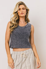 Brayden Cable Knit Sweater in Navy