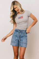 American Flag Tee in Grey