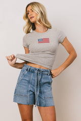 American Flag Tee in Grey
