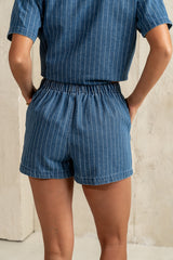 Daisy Striped Denim Shorts