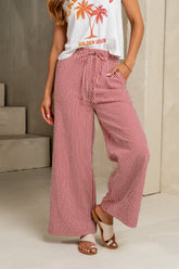 Ada Gingham Wide Leg Pants in Red