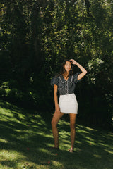 Kayla Collared Blouse in Navy