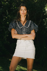 Kayla Collared Blouse in Navy