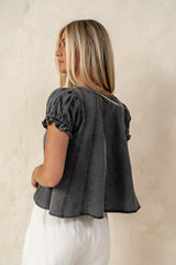 Laney Relaxed Blouse in Black