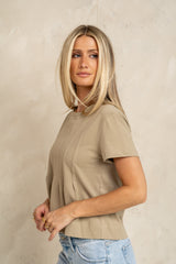 Cattelain Pleated Top in Olive
