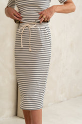 Niya Striped Midi Skirt in Black