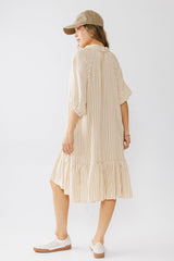 Theo Striped Midi Dress in Mustard